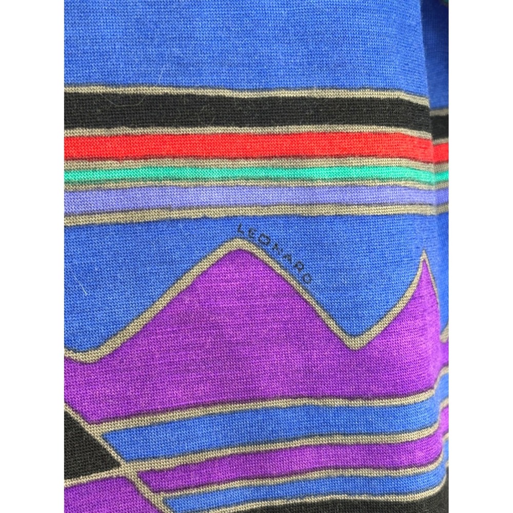 Studio Leonard Paris Vintage Blue Geometric Abstract Print Drop Waist Dress - Picture 14 of 16